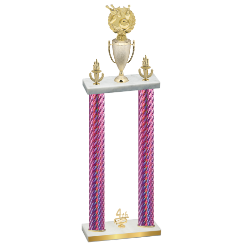 Double Pink Carbon Fiber Fourth Place Bowling Trophy