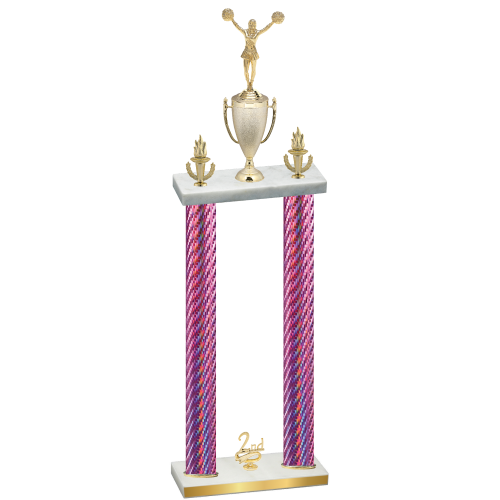 Double Pink Carbon Fiber Second Place Cheerleading Trophy