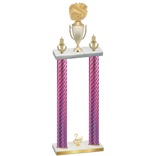 Double Pink Carbon Fiber Second Place Cheerleading Trophy
