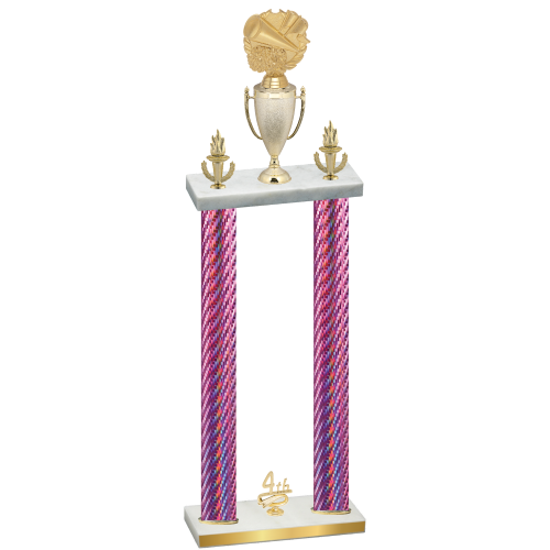 Double Pink Carbon Fiber Fourth Place Cheerleading Trophy