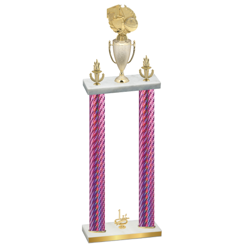 Double Pink Carbon Fiber First Place Basketball Trophy