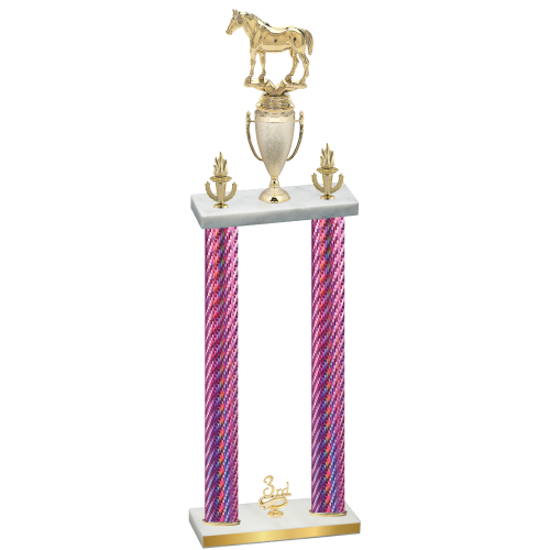 Double Pink Carbon Fiber Third Place Horses Trophy
