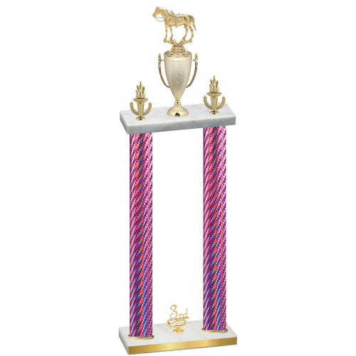 Double Pink Carbon Fiber Third Place Horses Trophy