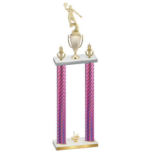 Double Pink Carbon Fiber First Place Basketball Trophy