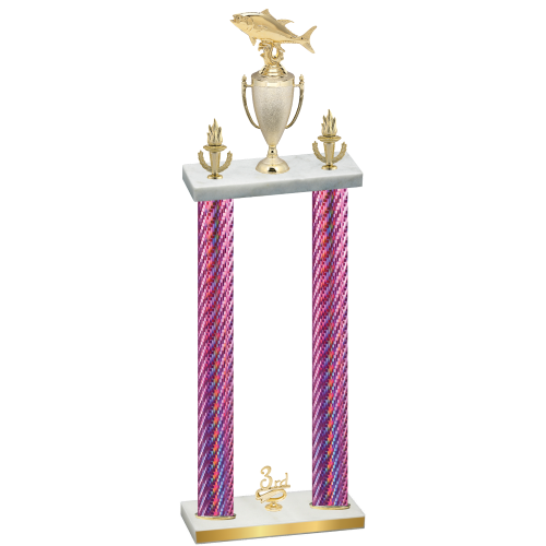 Double Pink Carbon Fiber Third Place Fishing Trophy