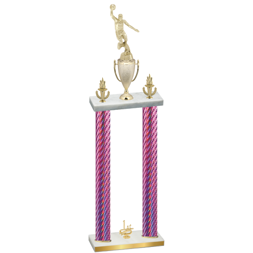 Double Pink Carbon Fiber First Place Basketball Trophy