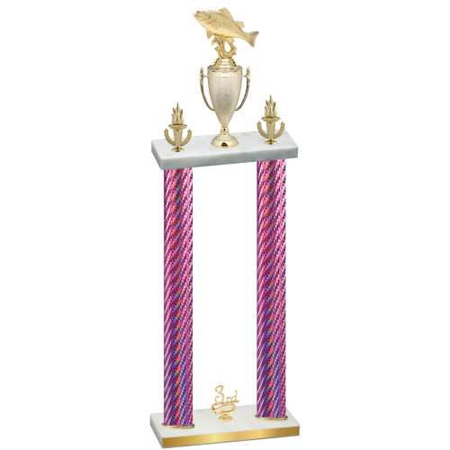 Double Pink Carbon Fiber Third Place Fishing Trophy