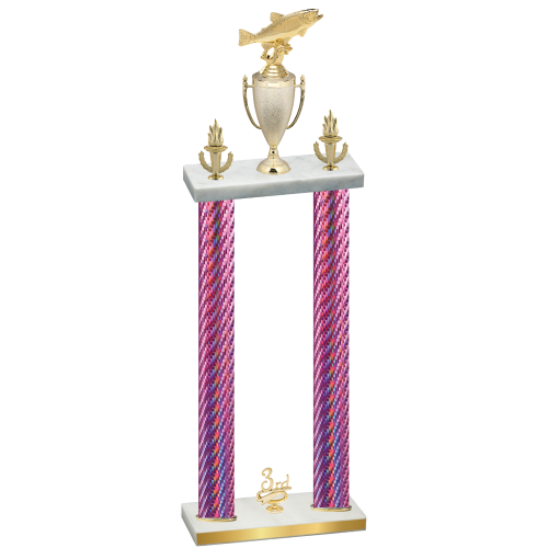 Double Pink Carbon Fiber Third Place Fishing Trophy