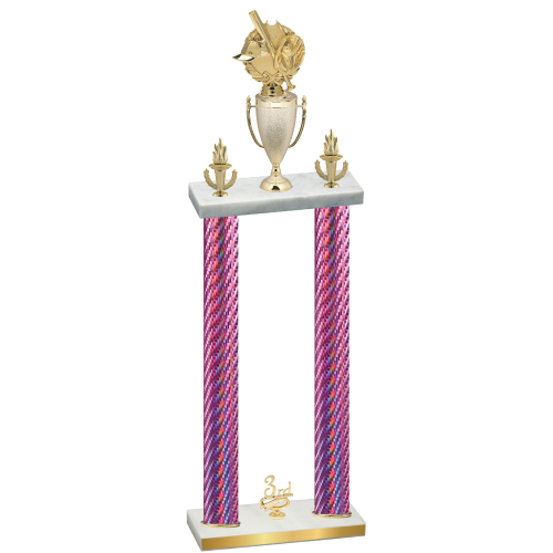Double Pink Carbon Fiber Third Place Baseball Trophy