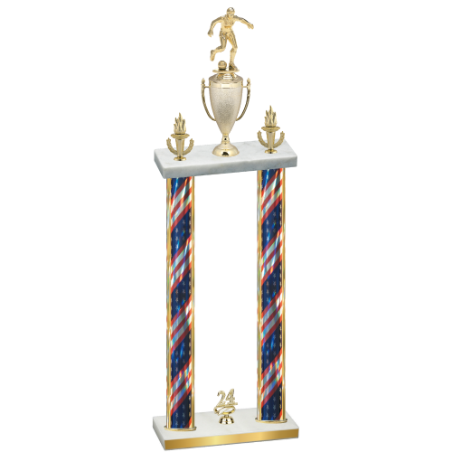 Double Flag USA Year Soccer Trophy