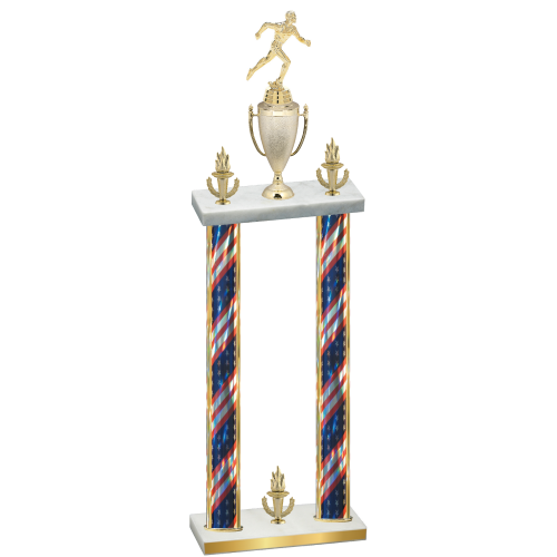 Double Flag USA Victory Running Trophy