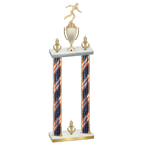 Double Flag USA Victory Running Trophy