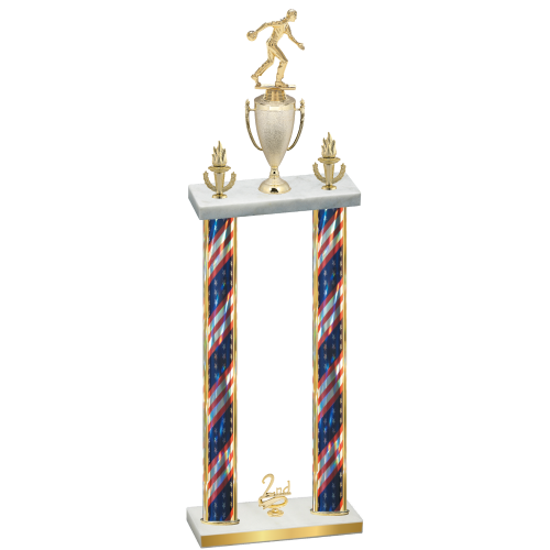 Double Flag USA Second Place Bowling Trophy