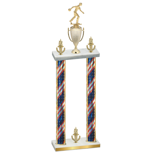 Double Flag USA Victory Bowling Trophy