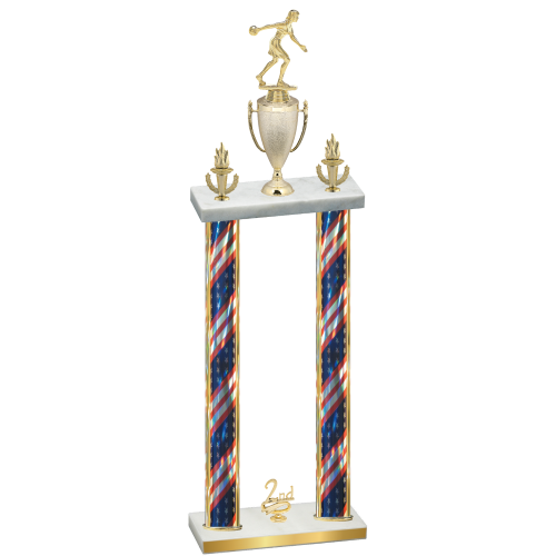 Double Flag USA Second Place Bowling Trophy