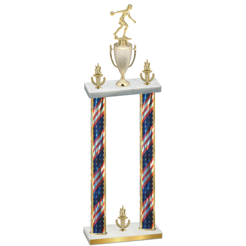 Double Flag USA Victory Bowling Trophy