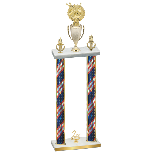 Double Flag USA Second Place Bowling Trophy