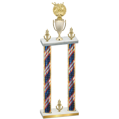 Double Flag USA Victory Bowling Trophy
