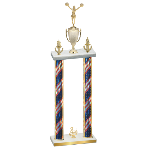 Double Flag USA Third Place Cheerleading Trophy