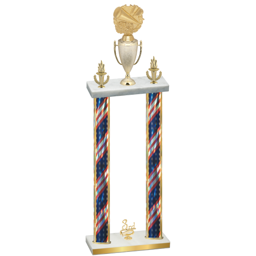 Double Flag USA Third Place Cheerleading Trophy
