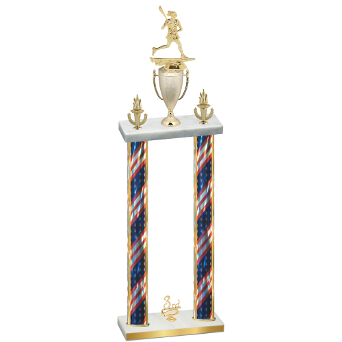 Double Flag USA Third Place Lacrosse Trophy