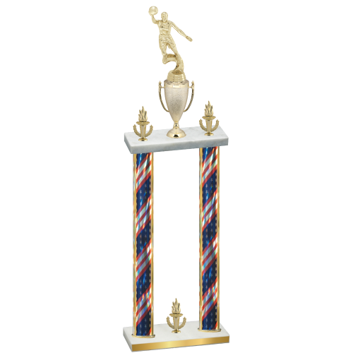 Double Flag USA Victory Basketball Trophy