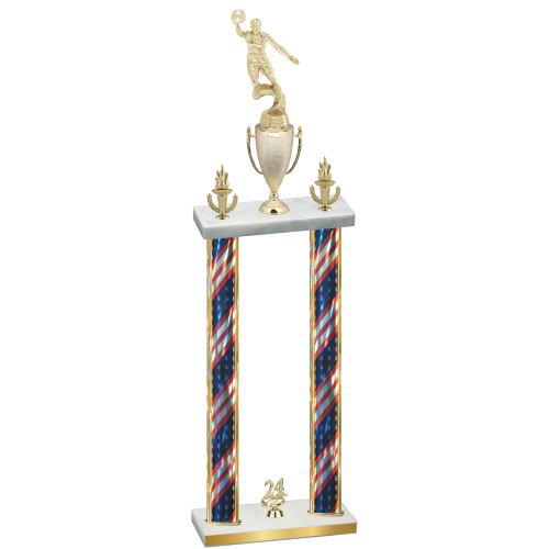 Double Flag USA Year Basketball Trophy