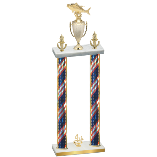 Double Flag USA Fourth Place Fishing Trophy