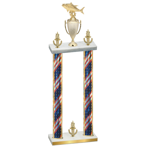 Double Flag USA Victory Fishing Trophy