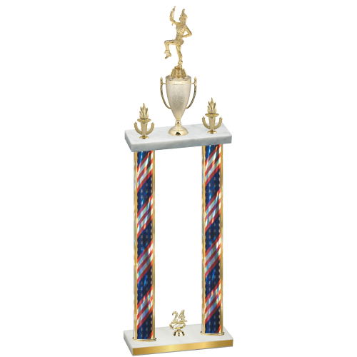Double Flag USA Year Majorette Trophy