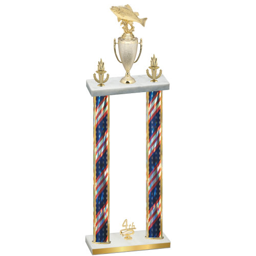 Double Flag USA Fourth Place Fishing Trophy