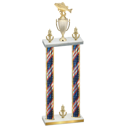 Double Flag USA Victory Fishing Trophy