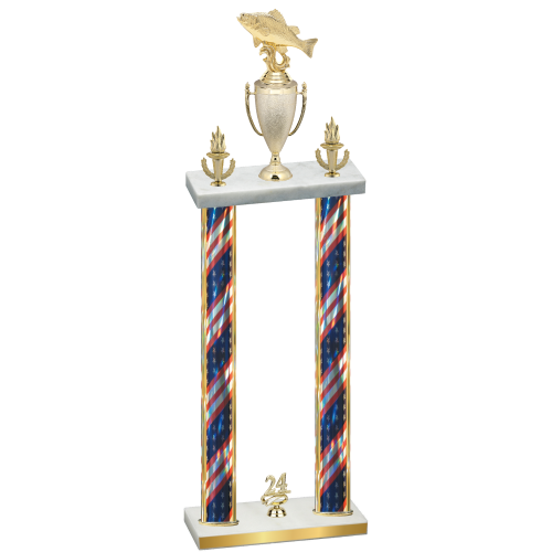 Double Flag USA Year Fishing Trophy