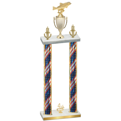 Double Flag USA Fourth Place Fishing Trophy