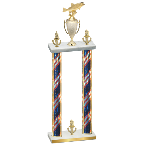 Double Flag USA Victory Fishing Trophy