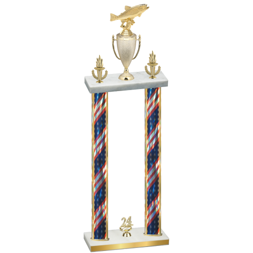Double Flag USA Year Fishing Trophy