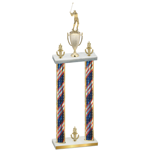 Double Flag USA Victory Golf Trophy