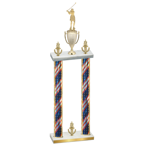 Double Flag USA Victory Golf Trophy