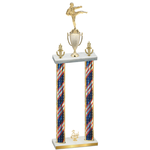 Double Flag USA Third Place Karate Trophy