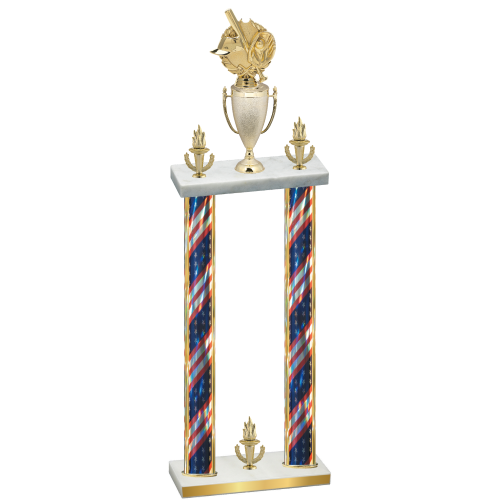 Double Flag USA Victory Baseball Trophy