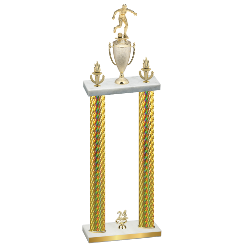 Double Gold Carbon Fiber Year Soccer Trophy