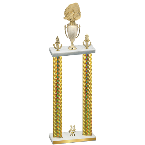 Double Gold Carbon Fiber Year Soccer Trophy