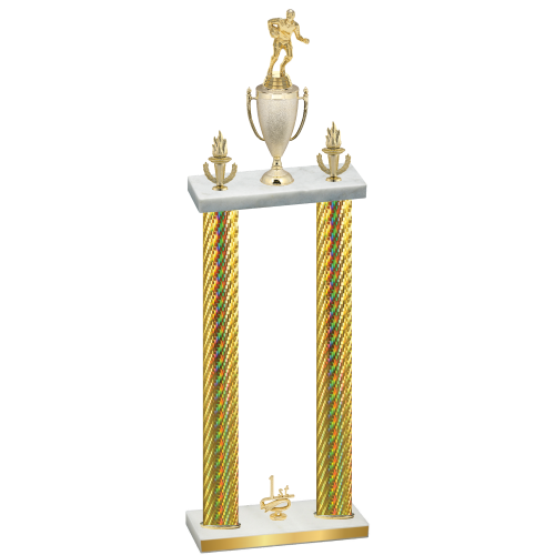 Double Gold Carbon Fiber First Place Rugby Trophy