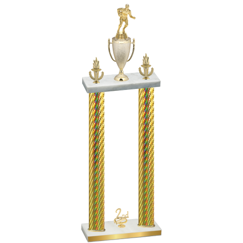 Double Gold Carbon Fiber Second Place Rugby Trophy