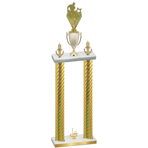 Double Gold Carbon Fiber First Place Rugby Trophy