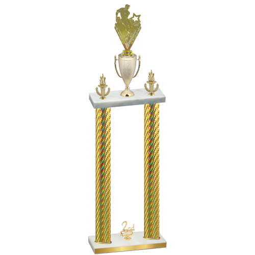 Double Gold Carbon Fiber Second Place Rugby Trophy