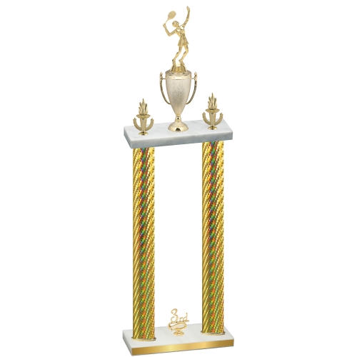 Double Gold Carbon Fiber Third Place Tennis Trophy