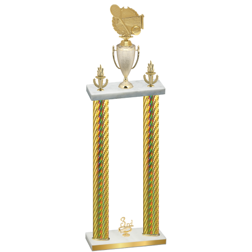 Double Gold Carbon Fiber Third Place Tennis Trophy