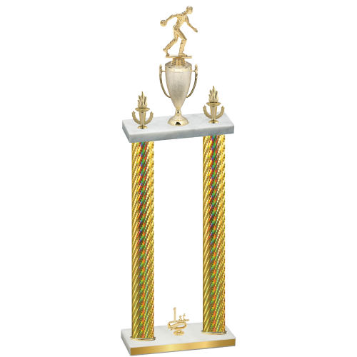Double Gold Carbon Fiber First Place Bowling Trophy