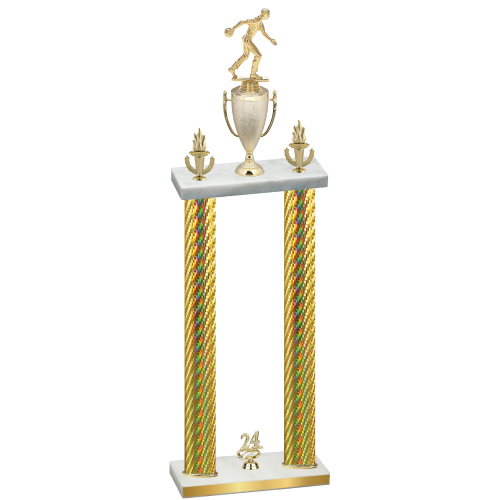 Double Gold Carbon Fiber Year Bowling Trophy